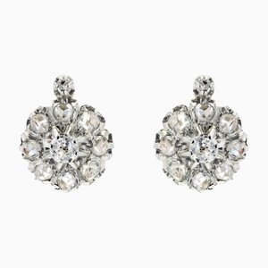 Antike Französische Gänseblümchen Ohrringe aus 18 Karat Gelbgold Platin mit Diamanten