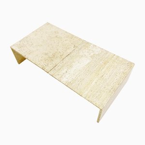 Mid-Century Modern Italian Two-Parts Coffee Table in Travertine, 1970s