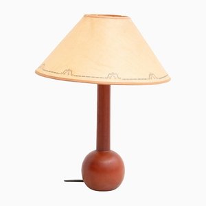 Lámpara de mesa de madera y papel, principios del siglo XX