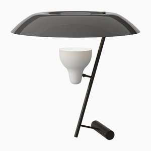 Lampe de Bureau Modèle 548 en Laiton Bruni Foncé avec Diffuseur Gris par Gino Sarfatti pour Astep