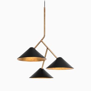 Lampada da soffitto in ottone nero di Johan Carpner per Konsthantverk Tyringe 1