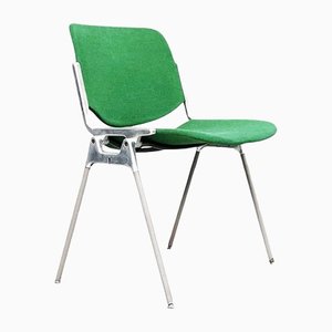 Italienischer Mid-Century DSC Stuhl aus Grünem Stoff & Aluminium von Piretti für Anonima Castelli, 1965