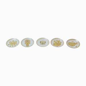Porcelain Plates With 24k Golden Inserts from Arte Morbelli, Set of 5