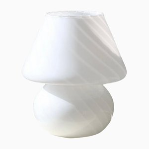 White Murano Glass Baby Mushroom Table Lamp