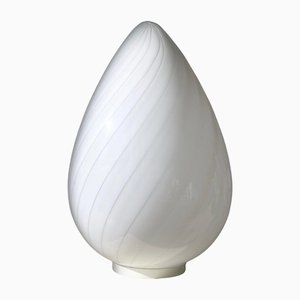 White Swirl Murano Glass Egg Table Lamp