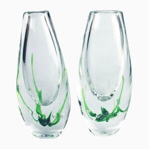 Vases Algues par Vicke Lindstrand pour Kosta, Set de 2