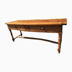 French Antique Solid Cherry Refectory Dining Table, 1800