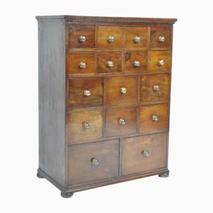 Antique Georgian Mahogany Apothecary Chest Bank Drawers, 1820s