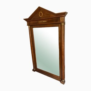 Antique French Louis Empire Walnut Standing Wall Mirror