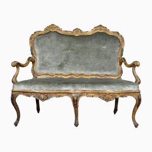 Lacquered and Gilded Wooden Bench, Venice, 19th Century