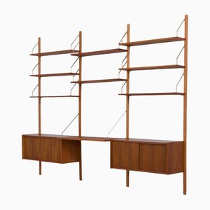 Danish Modular Teak Wall Unit with 2 Cabinets and Desk by by Poul Cadovius for Ps Sorensen, 1960s