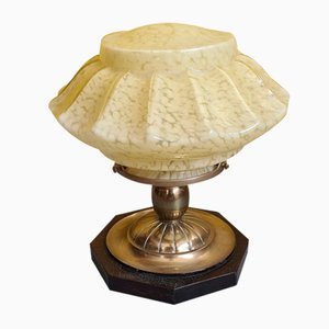 Dutch Glass and Brass Table Lamp, Early 20th Century