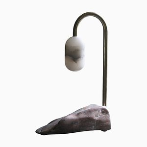 Lampe Sculpturale Cl-00 en Laiton, Marbre et Albâtre par Edouard Sankowski pour Krzywda