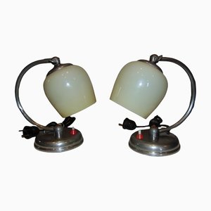 Art Deco Nickel-Plated Table or Wall Lamps, Set of 2
