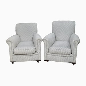 19th Century Howard & Sons Style Library Armchairs, Set of 2