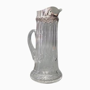 Caraffa Art Nouveau in vetro con montatura in argento sterling