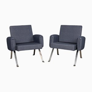 20th Century Metal Framed Denim Chairs, 1970s, Set of 2
