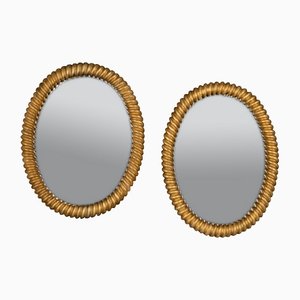 20th Century French Gilt Rope Twist Design Mirrors, 1920s, Set of 2