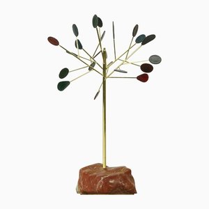 Edouard Sankowski for Krzywda Locus-5 Tree Sculpture, Brass, Marble and Leather