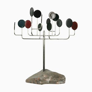 Edouard Sankowski for Krzywda, Loleka-14 Tree Sculpture, Brass, Marble and Leather