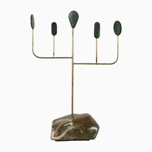 Edouard Sankowski for Krzywda, Loleka-5 Tree Sculpture, Brass, Marble and Leather
