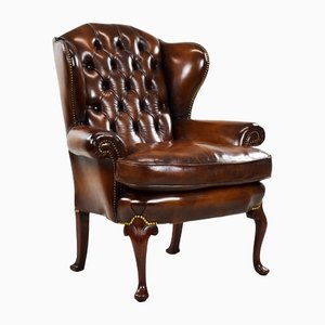 George II Style Brown Leather Armchair