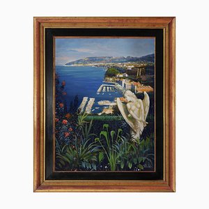 Alfredo Santini, Costiera Amalfitana, Öl auf Leinwand, Italien, gerahmt