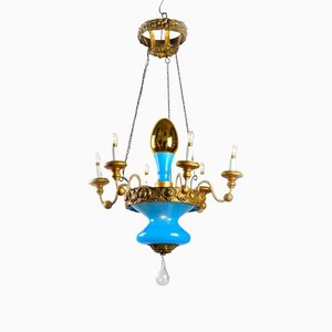 19th Century Turquoise & Golden Chandelier, Lucca