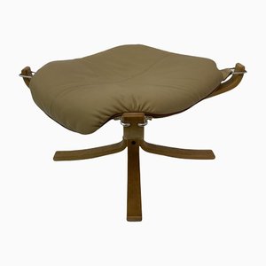 Sedia Hocker Falcon in pelle di Sigurd Ressel per Vatne Furniture, anni '70