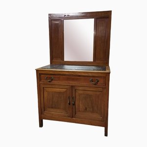 Italian Mahogany and Marble Top Sideboard with Mirror, 1930s