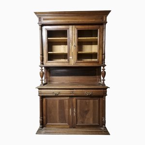 Credenza a due corpi in noce massiccio, Italia, inizio XIX secolo