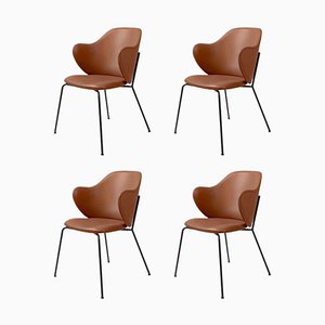 Brown Leather Chairs from by Lassen, Set of 4