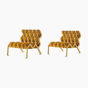 Goldene Matrice Stühle von Plumbum, 2er Set