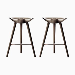 Brown Oak / Copper Counter Stools from by Lassen, Set of 2
