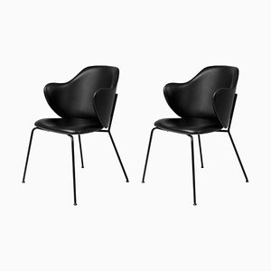 Black Leather Chairs from by Lassen, Set of 2