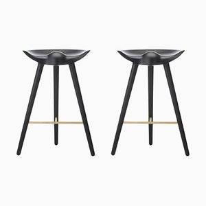 Black Beech / Brass Counter Stools from by Lassen, Set of 2
