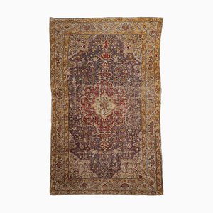 Floral Turkish Rug in Dark Brown with Border and Medallion