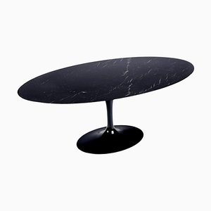 Tulip Table in Marquina Marble and Black Rilsan by Saarinen for Knoll Inc. / Knoll International