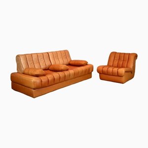 DS-85 Daybed and Lounge Chair in Cognac Leather from de Sede, 1960s, Set of 2