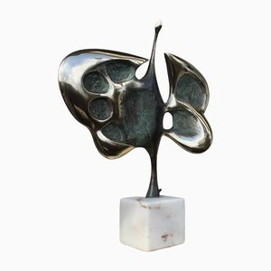Estatua de pájaro Mid-Century de bronce de MD de Milko Dobrev