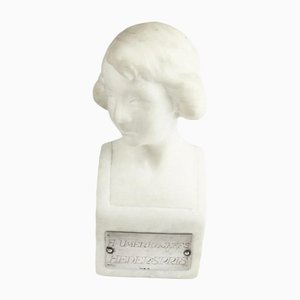 Figurine en Marbre avec Plaque en Argent