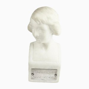 Marble Figurine with Silver Plaque