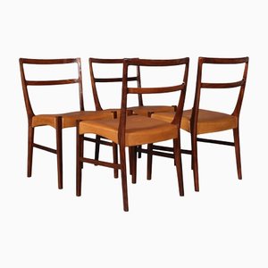 Dining Chairs in Rosewood and Leather by Johannes Andersen, Set of 4