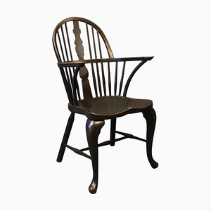 Black Painted & Wood Windsor Armchair, 1880s