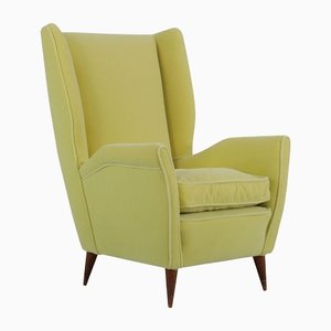 Italian Yellow Wingback Chair from I.S.A. Bergamo, 1950s