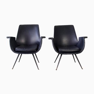 Set of Black Armchairs by Gastone Rinaldi for Rima, 1950s