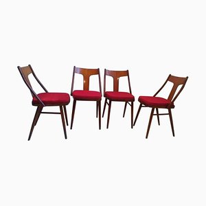 Art Deco Armchairs in Walnut and Beech, Set of 4