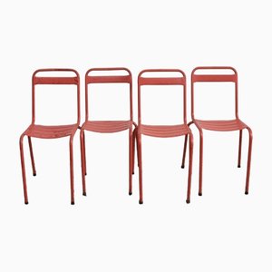French Red Tolix Chairs, Set of 4
