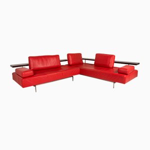 Rotes Leder Couch Sofa von Rolf Benz