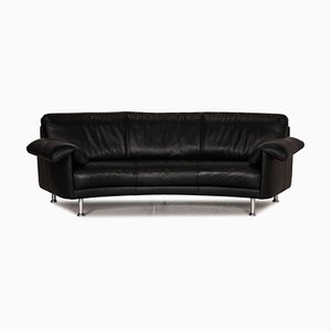Black Leather Three-Seater Couch from Artanova